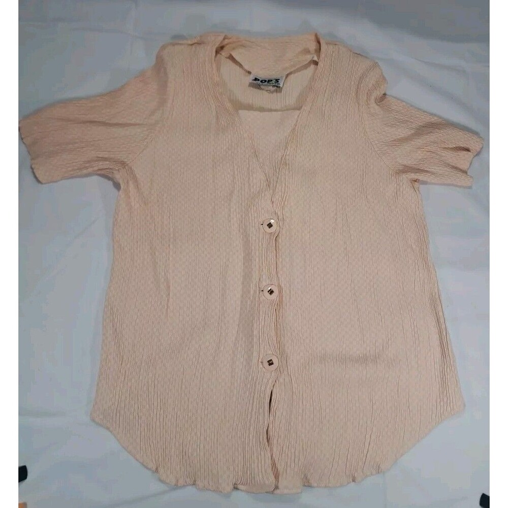 Vtg 80s 90s Womens Blouse Checker Pattern Pop's Line USA pink XXXL Shoulder Pads